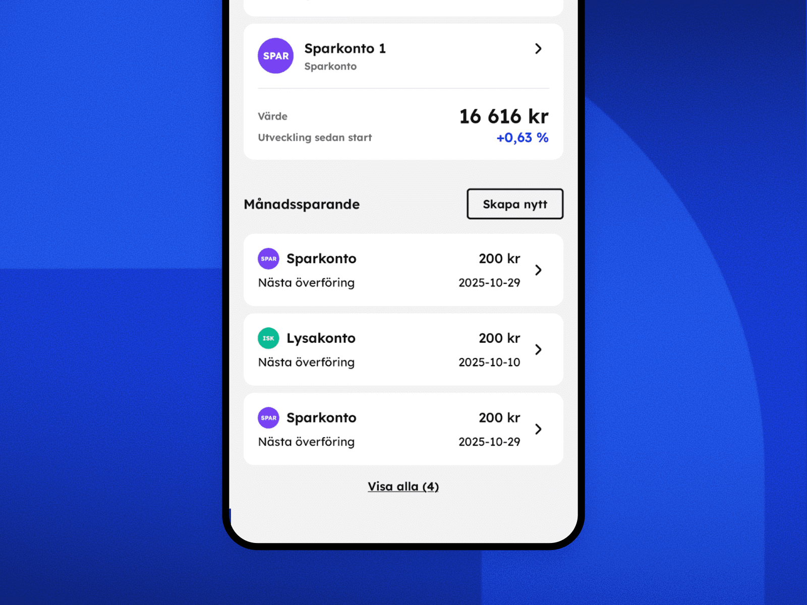 Månadssparanden från och till samma konton