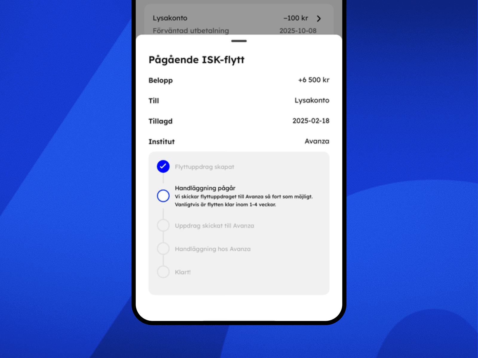 Status för pågående ISK-flyttar